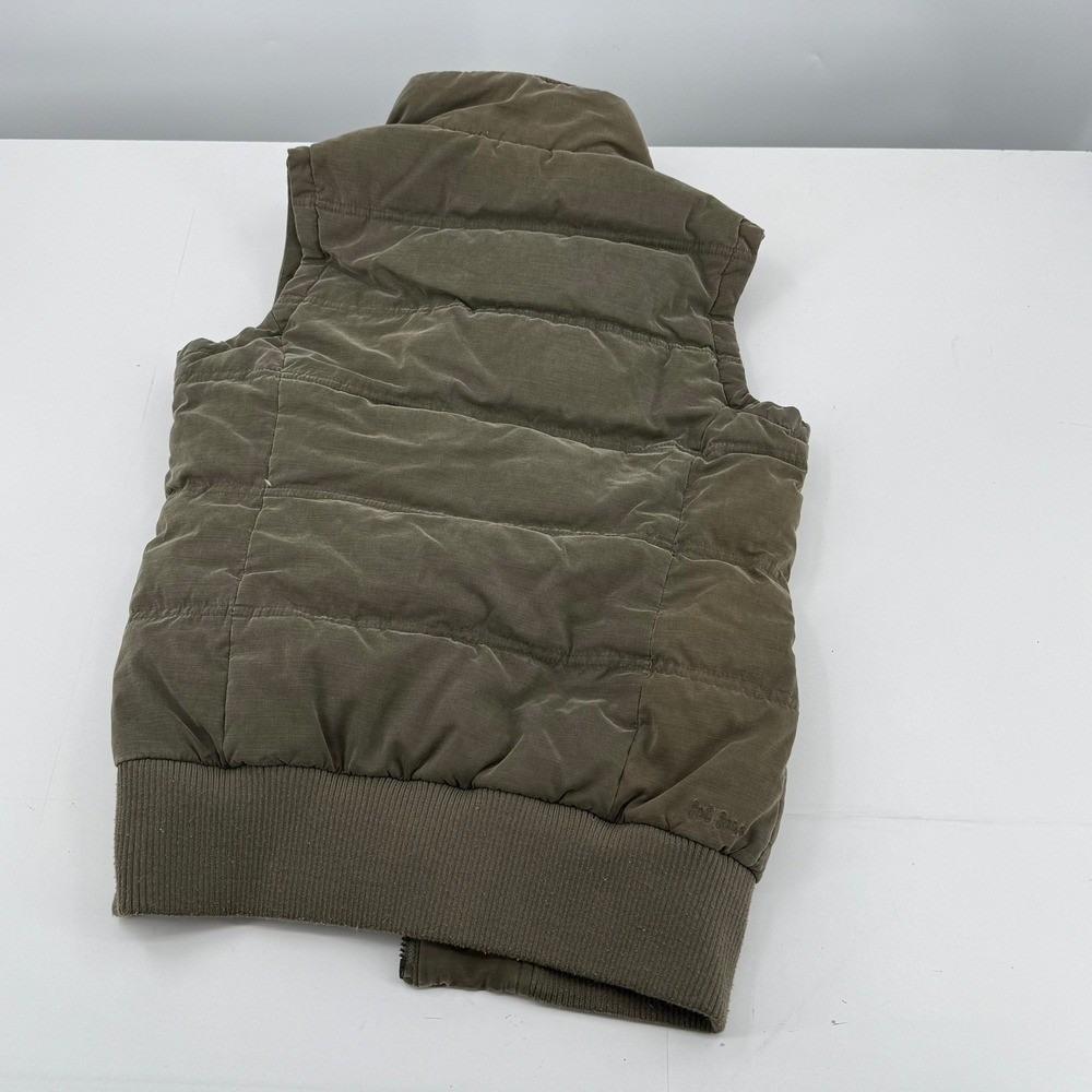 Fat Face Olive Green Quilted Puffer Vest Women Size 8 Full Zip Pockets - Picture 5 of 7